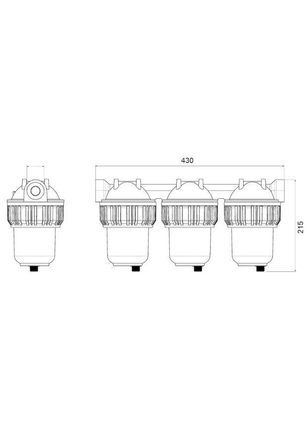 5" Üçlü Tahliyeli Tombul Filtre Kabı